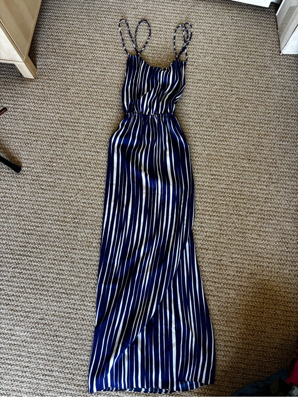 Banana Republic Navy and White Striped Maxi Dress with Braided Straps